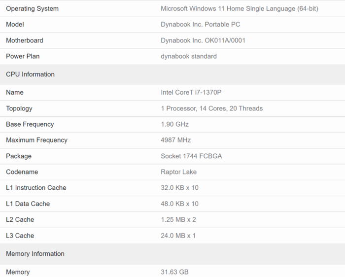 P28也上5.0GHz，14核20线程 酷睿i7-1370P现身Geekbench跑分