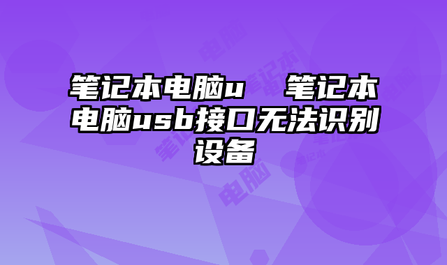 笔记本电脑u  笔记本电脑usb接口无法识别设备