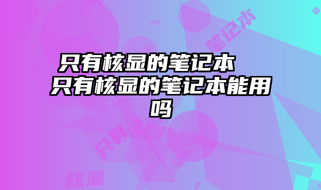 只有核显的笔记本  只有核显的笔记本能用吗